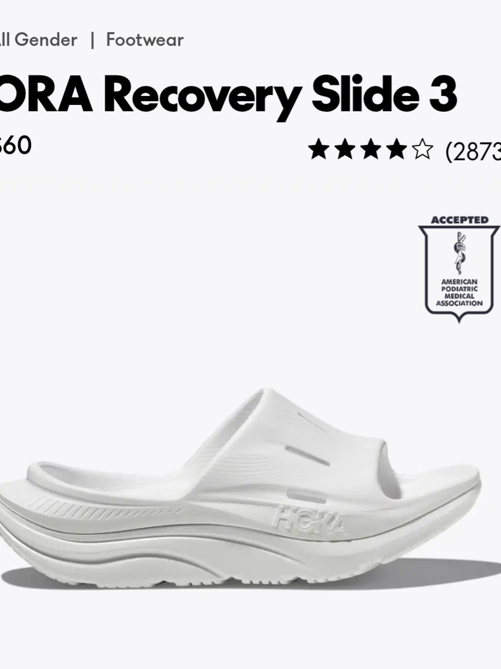 HOKA Recovery Slide 3 - White Women's Slide